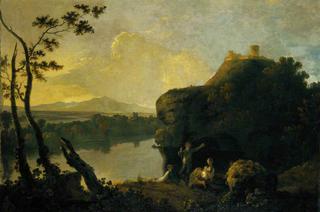 River Scene with a Castle and Figures