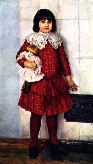 奥尔加，艺术家的女儿，带着一个洋娃娃