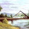 拉罗什戈恩，河边，桥梁施工