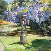 布希金斯利的花园，有鸟桌和紫藤