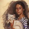 娜塔莎·兰瑟与猫的画像