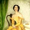 西蒙妮·金蒂莱身着黄色长袍的肖像
