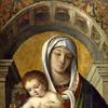 圣母子坐在大天使迈克尔和圣彼得之间的三联画（中）