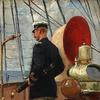 Count Christian Valdemar Danneskiold-Samsoe on the deck of a sailing ship near St. Thomas, the Virgin Islands