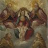 圣母子被三位一体加冕，受到方济各圣徒的崇拜