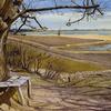 画家伦德比在阿雷斯湖岸边的长凳