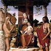 圣母子与圣徒施洗约翰和圣诺弗里斯在凉棚下