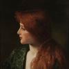 一位红发、身穿翡翠长袍的妇女的画像