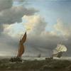 强风中的荷兰船和其他小船
