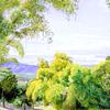 牙买加皇家港美景，前景是竹子