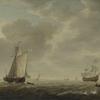 一个荷兰人和各种各样的船只在微风中