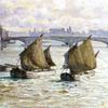 泰晤士河上的驳船和桥梁