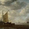 码头上有荷兰船只，停泊着一名荷兰军人的河口风景