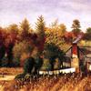 北卡罗来纳州的秋天景色，有小屋、洗衣线和玉米地