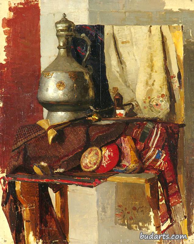 铜壶静物画