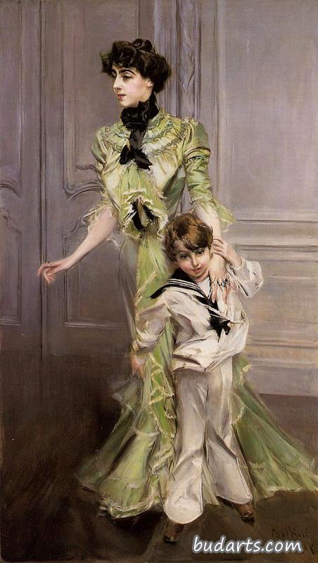 Portrait of Madame Georges Hugo (nee Pauleen Menard-Dozian) and Her Son, Jean Portrait of Madame Georges Hugo (nee Pauleen Menard-Dozian) and Her Son, Jean