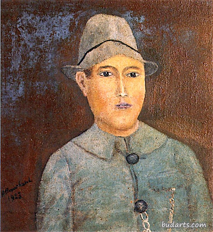 一个戴着表链的小男孩的画像