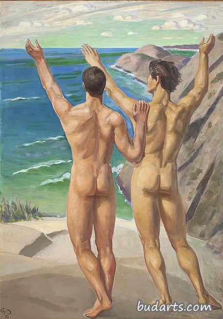 海上裸体男子