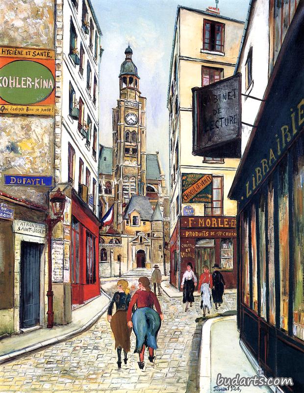 The Tower of Saint-Etienne-du-Mont, View from the Rue de la Montagne-Sainte-Genevieve