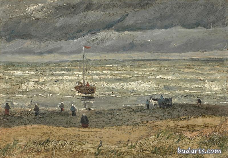 暴风雨中的申文根海滩