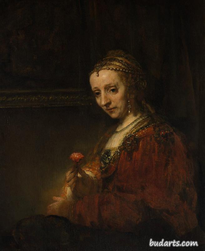 拿着花的女人