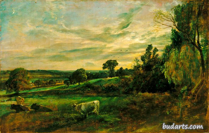 Summer Evening: View near East Bergholt Showing Langham Church, Stratford Church and Stoke-by-Nayland Church Summer Evening: View near East Bergholt Showing Langham Church, Stratford Church and Stoke-by-Nayland Church