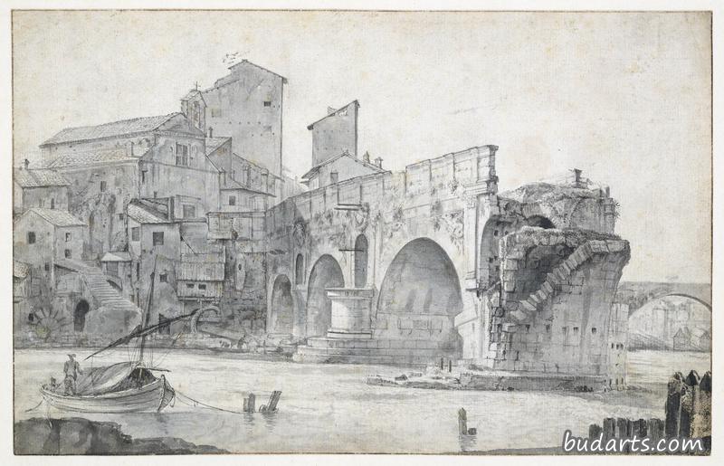 View of the Ponte Rotto and Trastevere