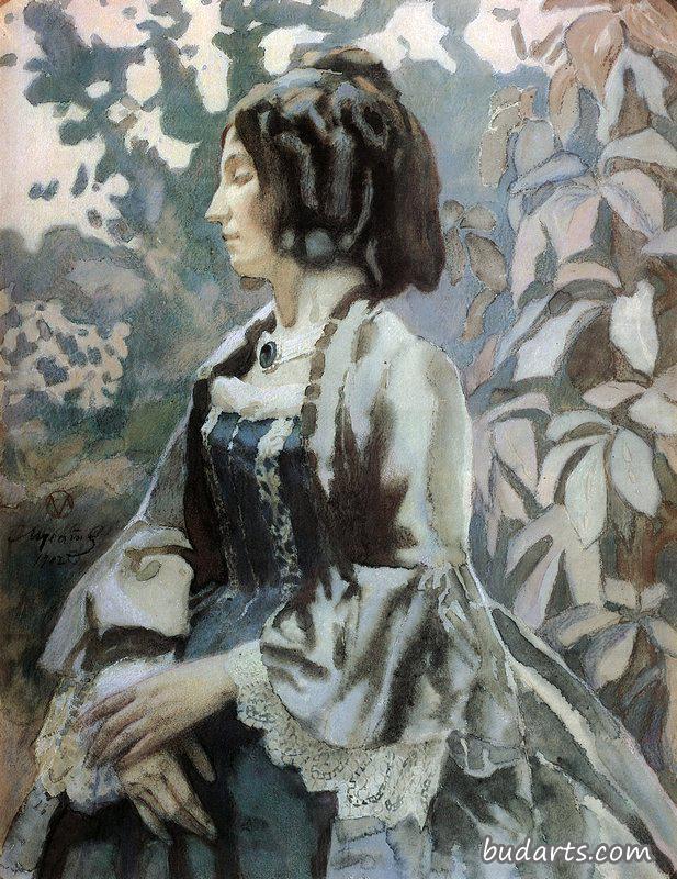 穿蓝色衣服的女士