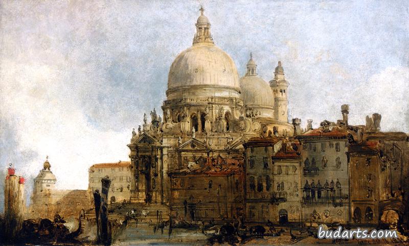 View of the Church of Santa Maria della Salute, on the Grand Canal, Venice, with the Dogana beyond