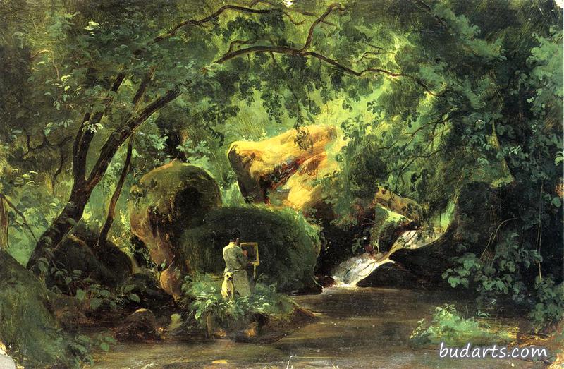 Forest Interior with an Artist, Civita Castellana