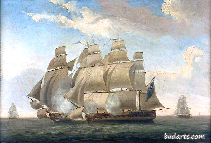 Start of the Action between HMS 'Magicienne' and 'La Sibylle', 2 January 1783 Start of the Action between HMS 'Magicienne' and 'La Sibylle', 2 January 1783