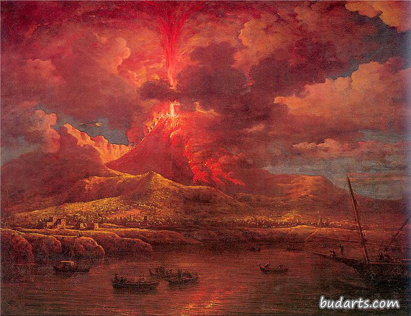晚上爆发的维苏威火山