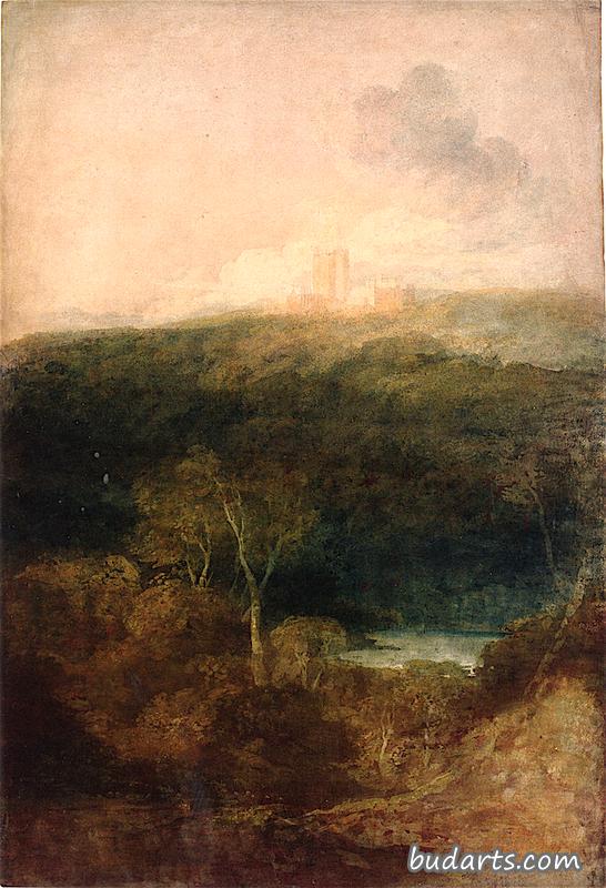 An Unfinished View of Fonthill Abbey, with Bitham Lake