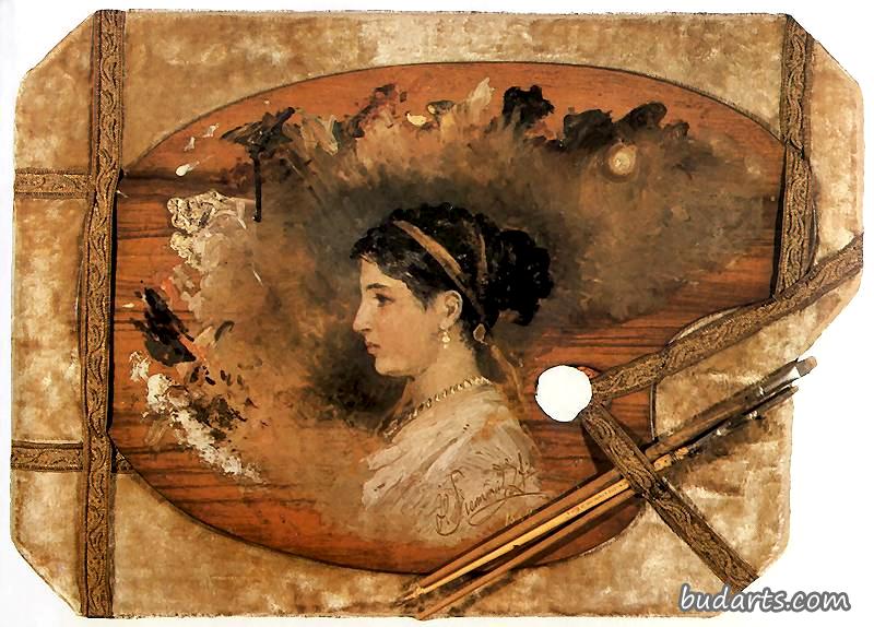 托盘上女人的画像