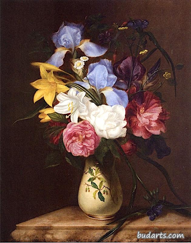 花瓶里的花卉静物画