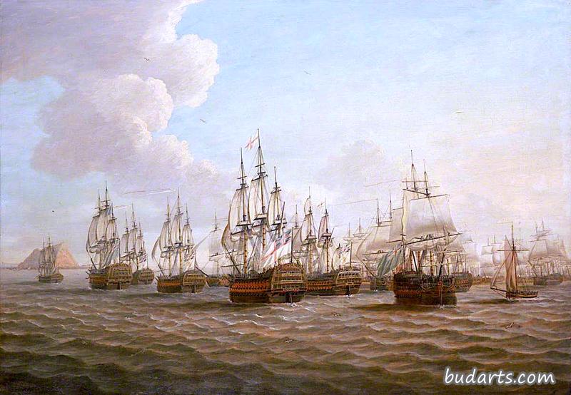1780年1月16日,罗德尼的舰队在月光之战后领奖 1780年1月16日,罗德尼的舰队在月光之战后领奖