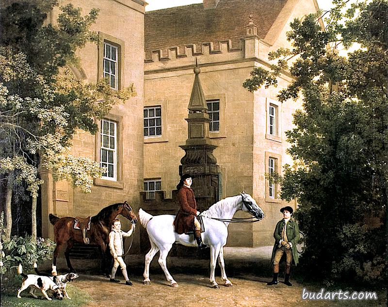 波特兰第三公爵骑马经过威尔贝克修道院的骑术学校