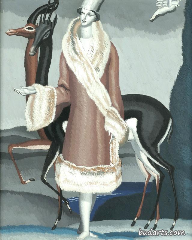 穿毛皮大衣的女人