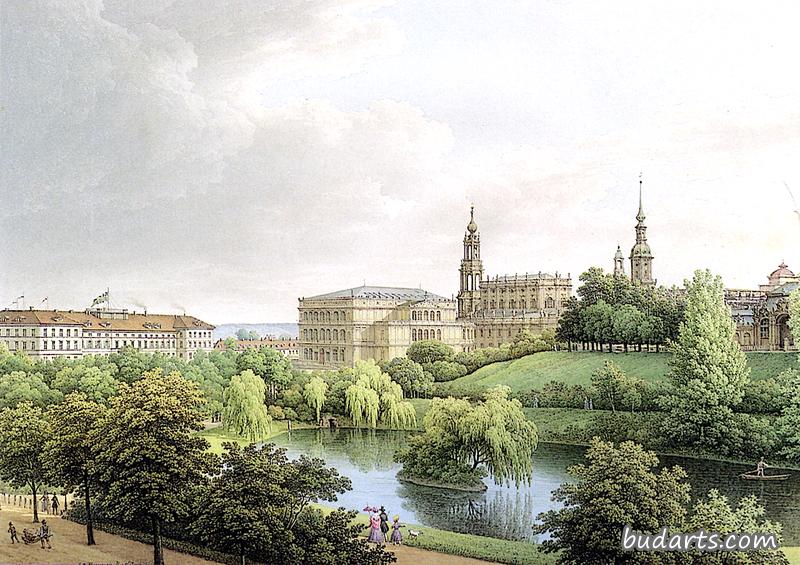 Blick aus den Anlagen zwischen Zwingerwall und Stahlstrasse, Dresden