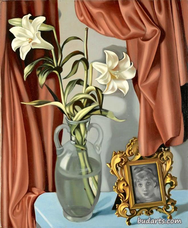 百合花静物画