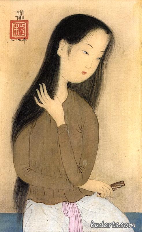 妇女梳头