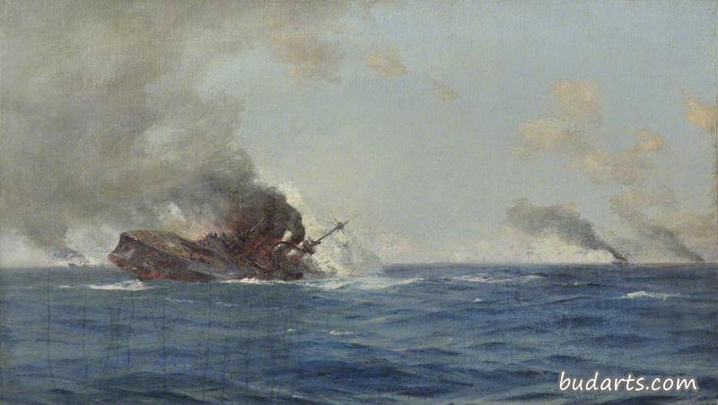 1914年12月8日，福克兰群岛战役中“沙恩霍斯特”号沉没