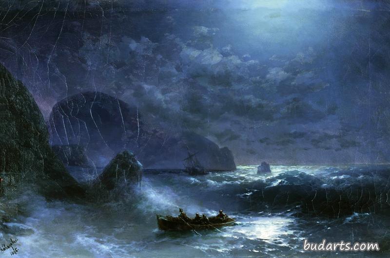 夜间海上风暴