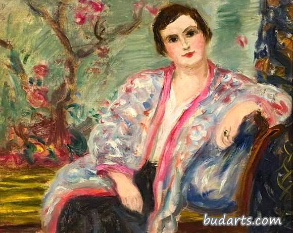 Portrait japonisant de Kathe Gruber, épouse du marchand d'art Frédéric Gregoire Portrait japonisant de Kathe Gruber, épouse du marchand d'art Frédéric Gregoire