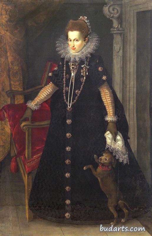 巴伐利亚公爵夫人玛丽亚·安娜(1574-1616)和一只狗 巴伐利亚公爵夫人玛丽亚·安娜(1574-1616)和一只狗