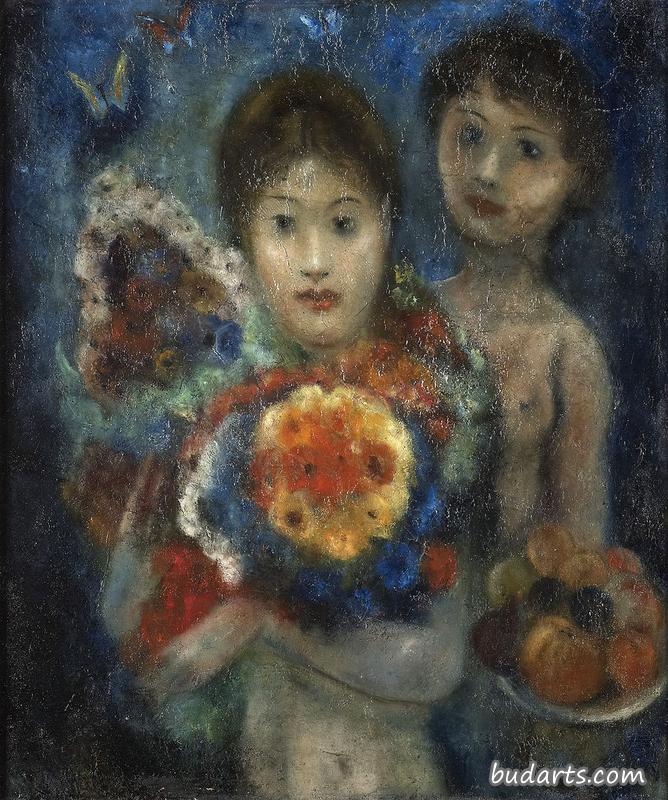 女人和花