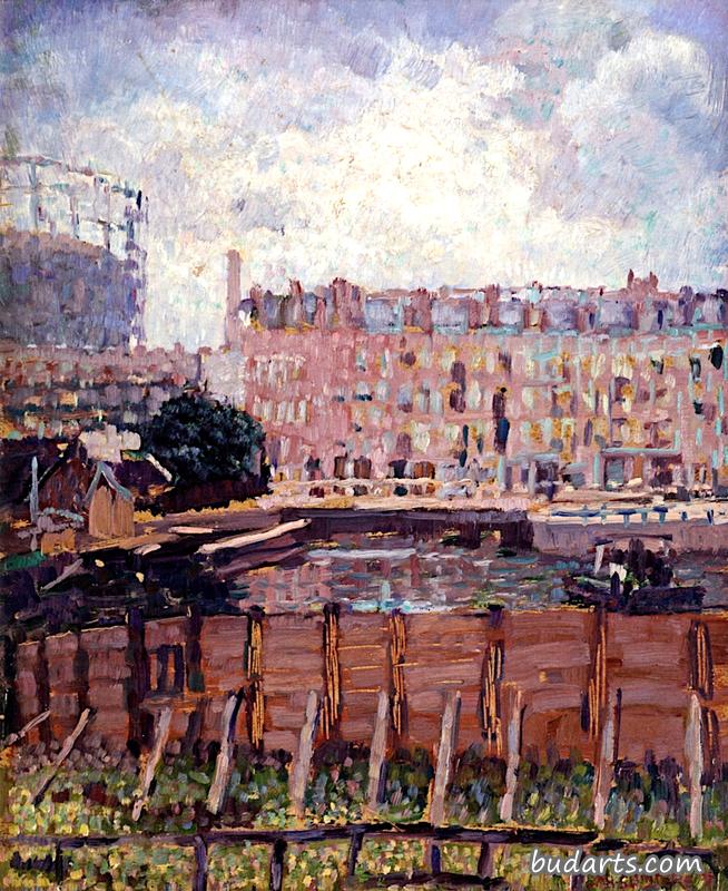 The Ferry at the Kostverlorenkade, the Gas Tank of the Westergasfabriek in the Background, Amsterdam The Ferry at the Kostverlorenkade, the Gas Tank of the Westergasfabriek in the Background, Amsterdam