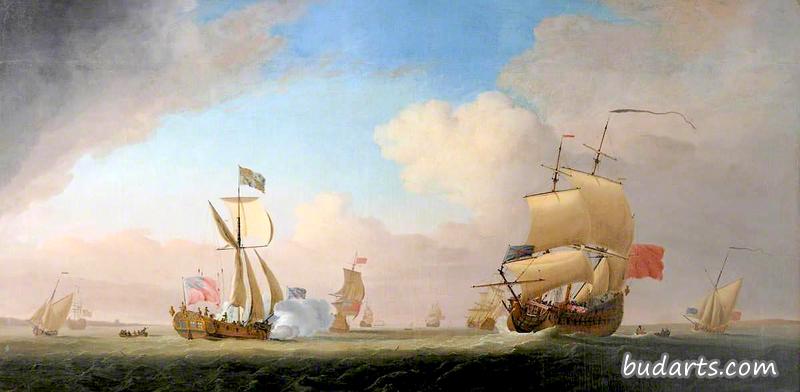 国王乔治二世乘坐皇家游艇从汉诺威返回