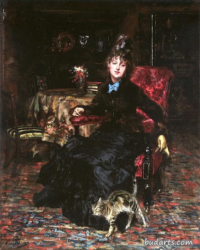 坐着的猫女人