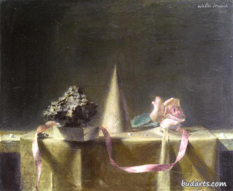 粉红丝带静物画